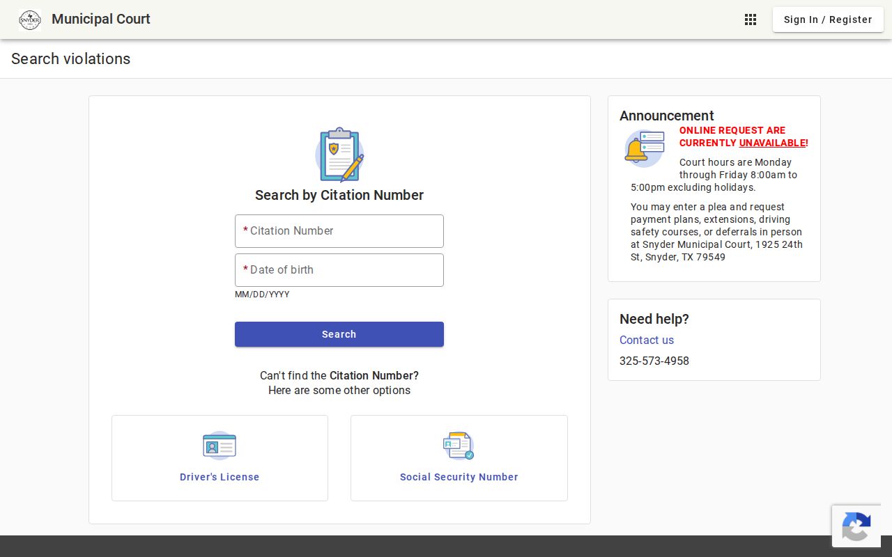 Scurry County active warrant context from Snyder's citation portal
